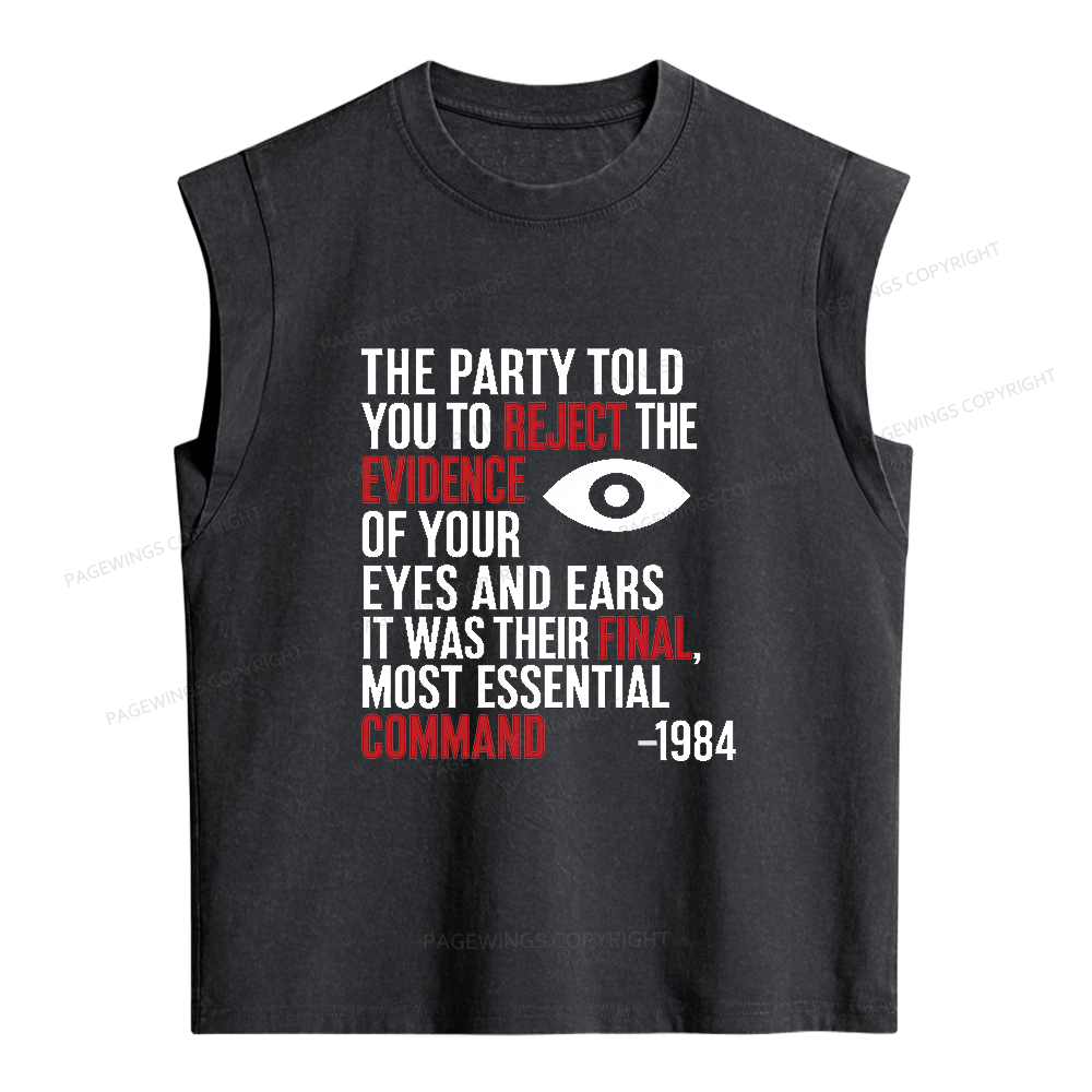 Pagewings Dystopia Quote Women's Washed Tank Top