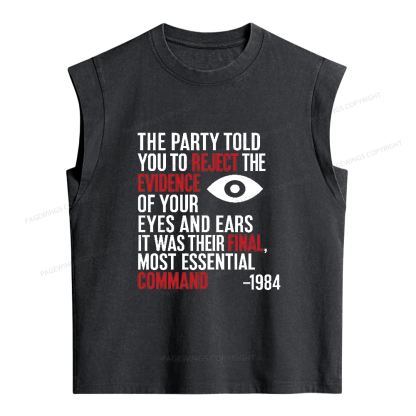 Pagewings Dystopia Quote Women's Washed Tank Top