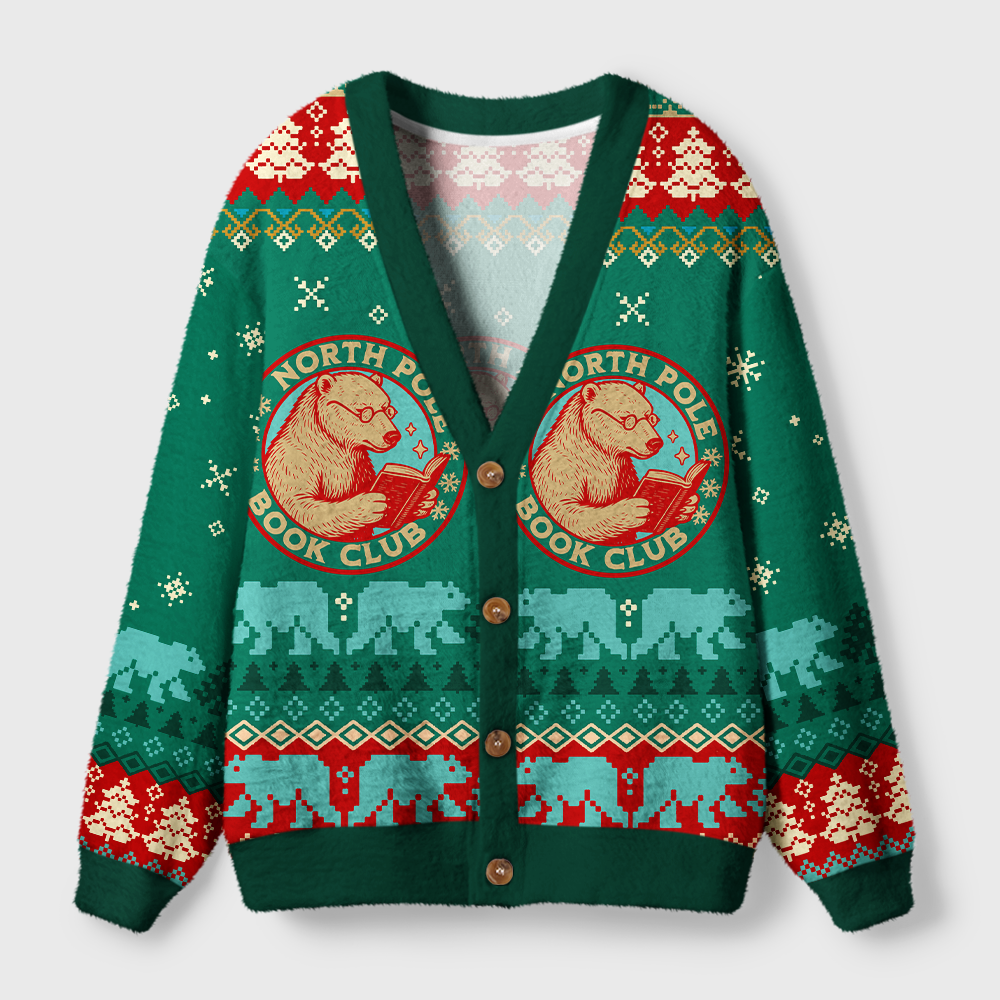 Pagewings North Pole Book Club Light Knit Unisex Cardigan Sweaters