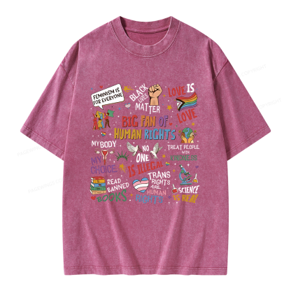 Pagewings Big Fan Of Human Rights Unisex Washed T-shirt