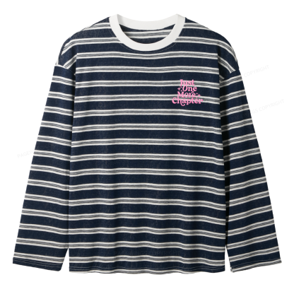 Pagewings Embroidered Just One More Chapter Unisex Striped Long Sleeve T-Shirt