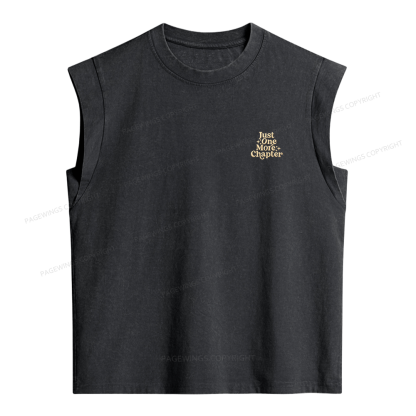 Pagewings Embroidered Just One More Chapter Women's Washed Tank Top