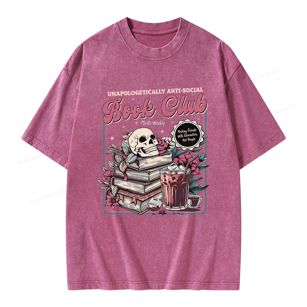 Pagewings Vintage Book Club Unisex Washed T-shirt