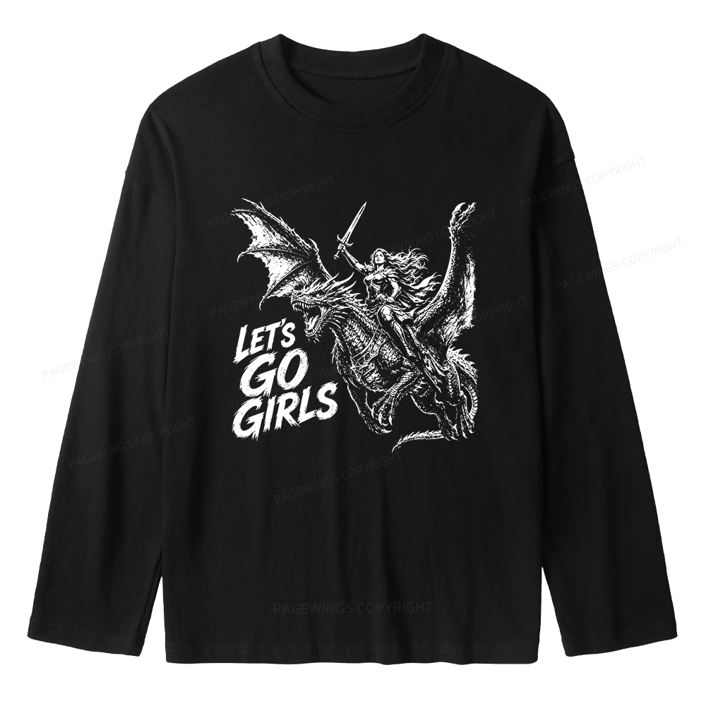 Pagewings Woman Dragon Rider Unisex Lightweight Long Sleeve T-Shirt