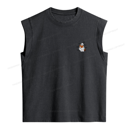 Pagewings Embroidered Book Lover Halloween Women's Washed Tank Top