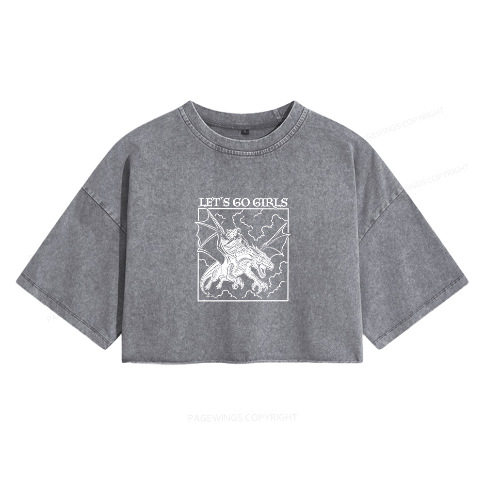 Pagewing Let's Go Girls Read Women's Washed Cropped T-shirt