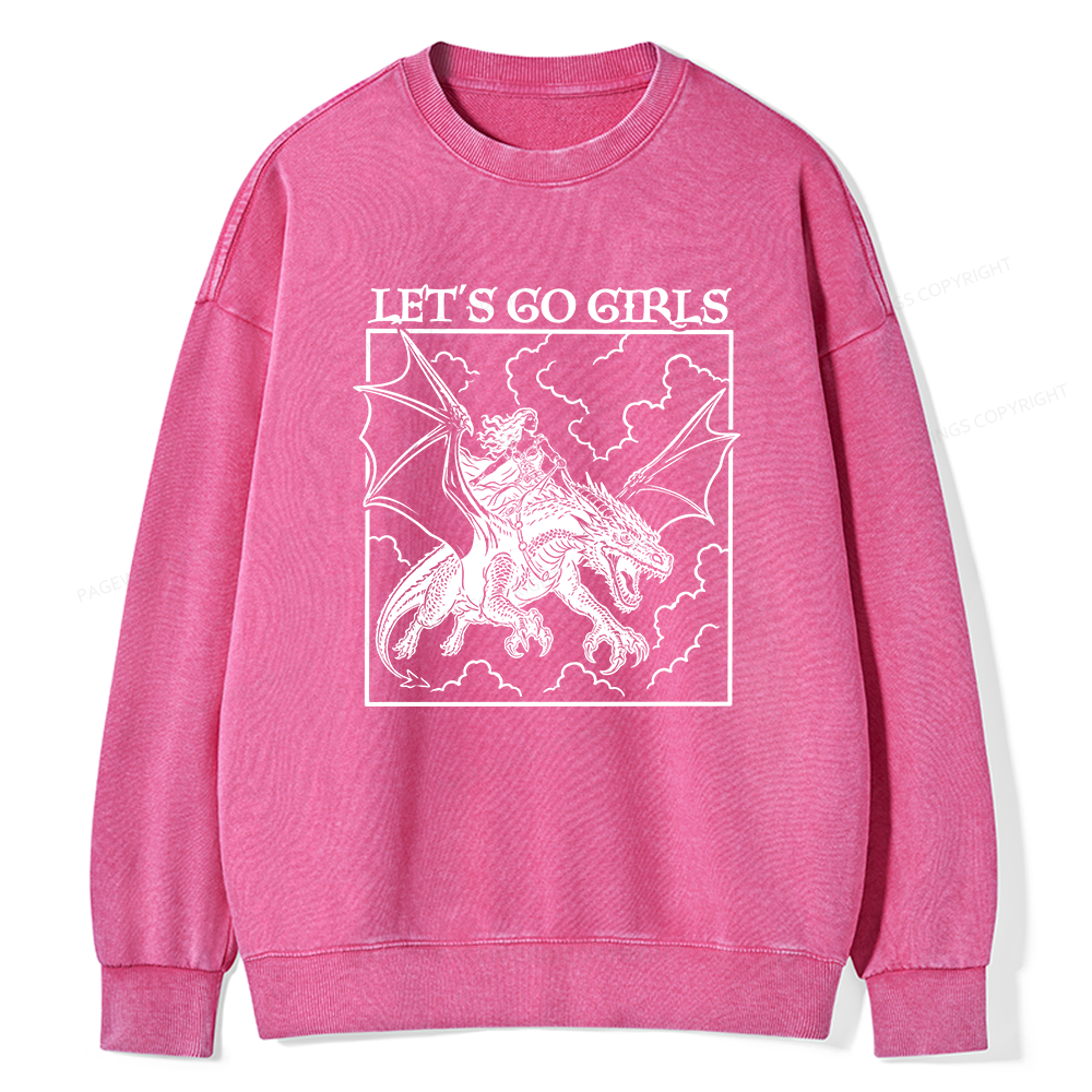 Pagewing Let's Go Girls Read Unisex Washed Sweatshirt