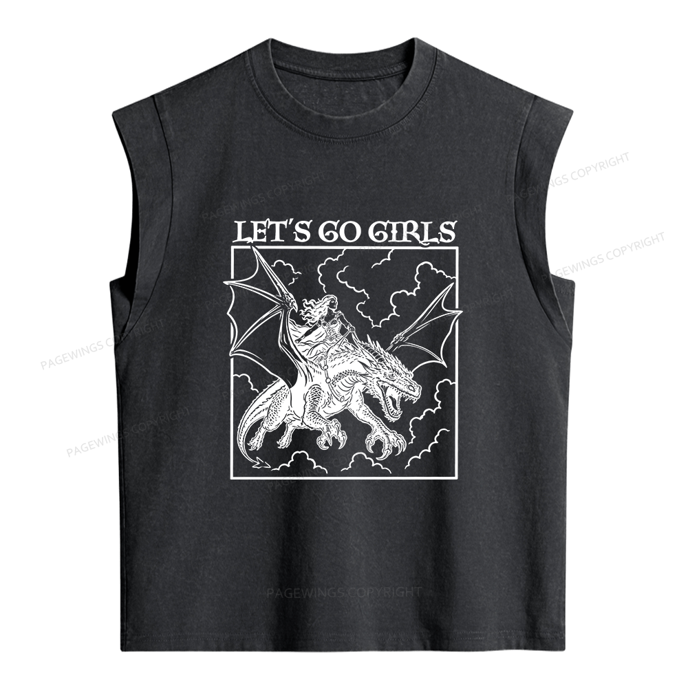 Pagewing Retro Dragon Rider Women's Washed Tank Top