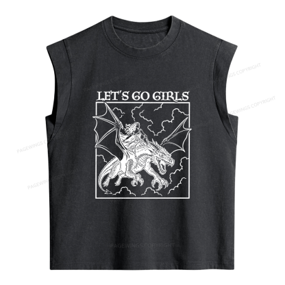Pagewing Retro Dragon Rider Women's Washed Tank Top