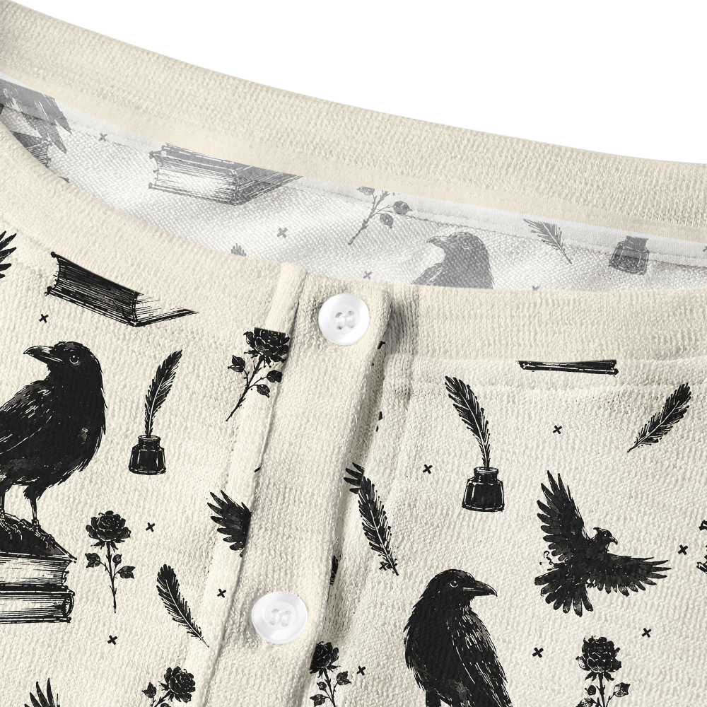 Pagewings Reading Crow Crew Neck Cardigan Sweaters
