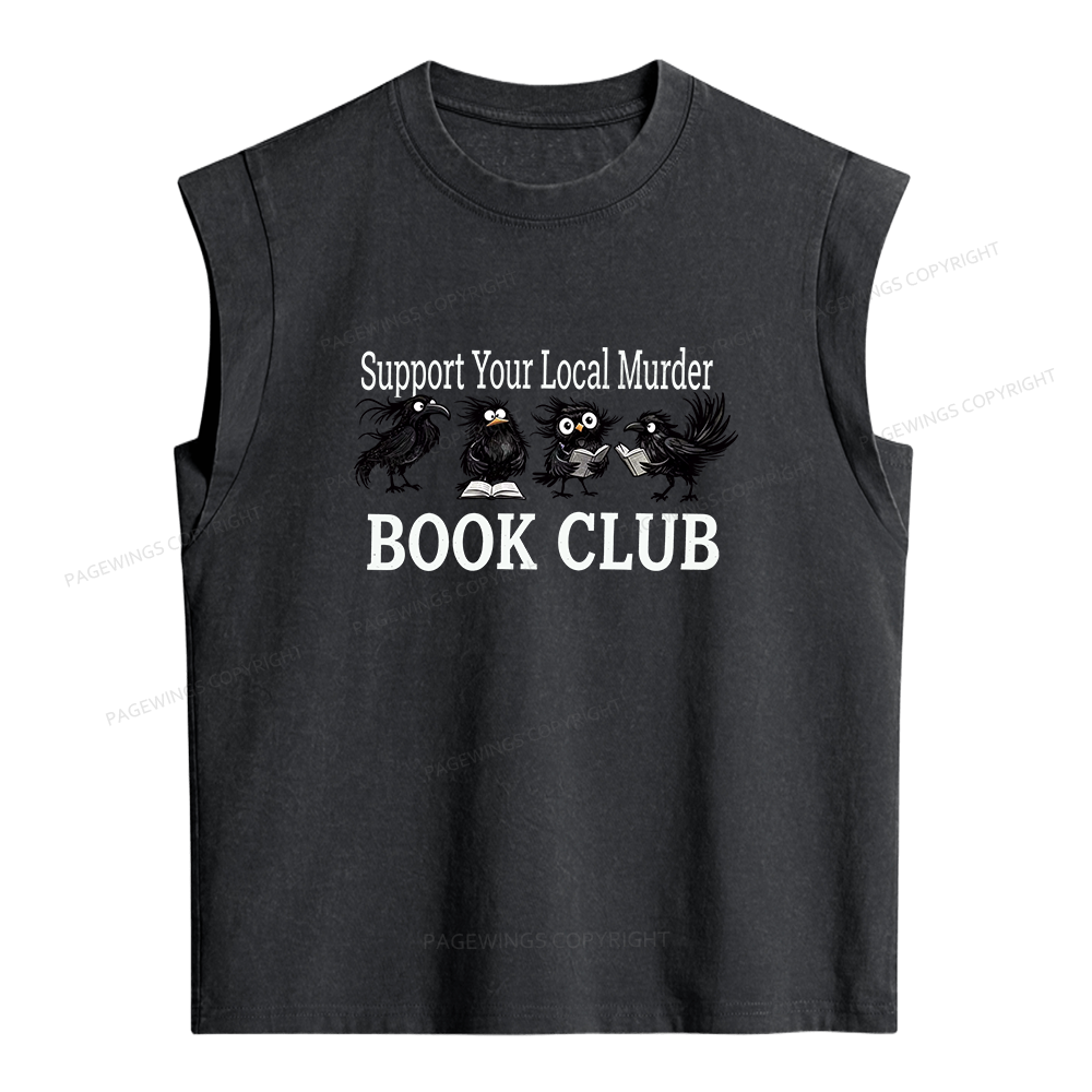 Pagewings Support Your Local Murder Book Club Women's Washed Tank Top