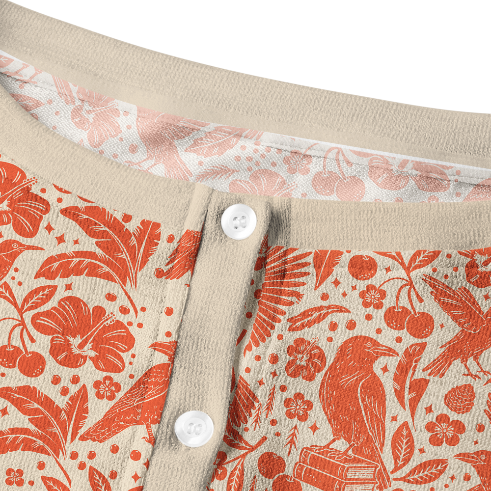 Pagewings Reading Crow Crew Neck Cardigan Sweaters