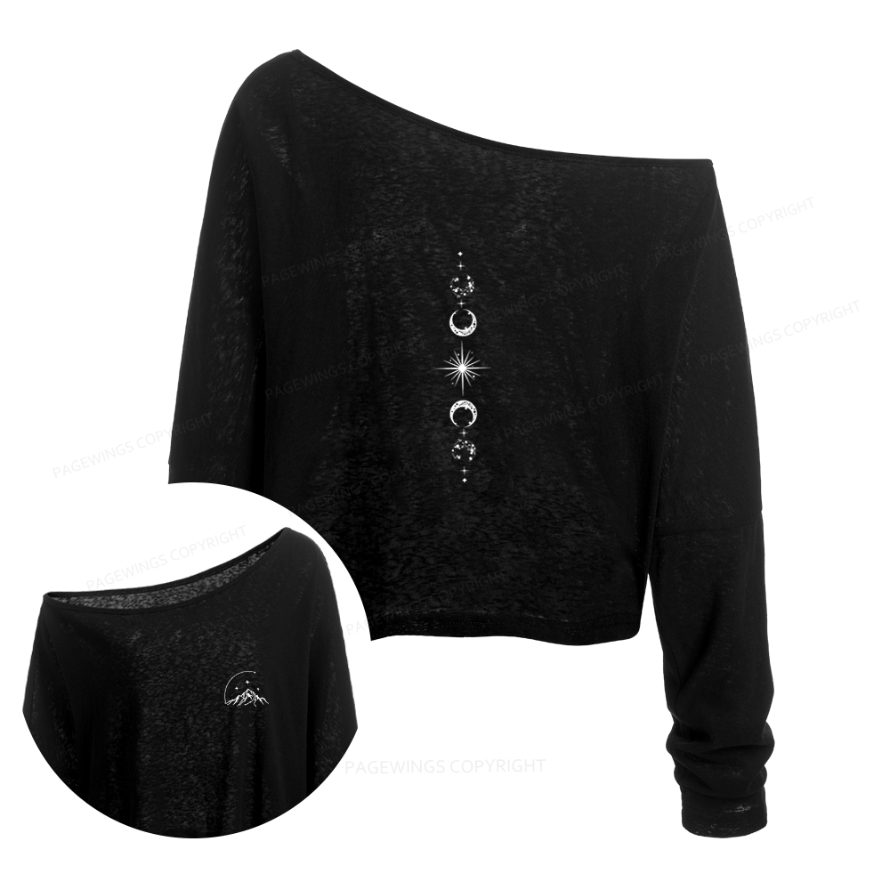 Pagewings Fantasy Reader Slouchy Long Sleeve Off Shoulder T-shirt