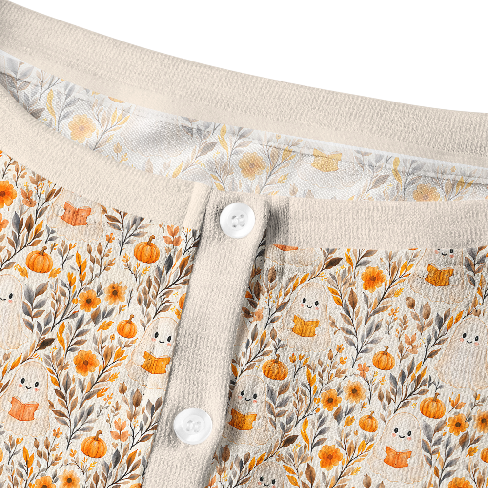 Pagewings Ghosts Love Reading Crew Neck Cardigan Sweaters