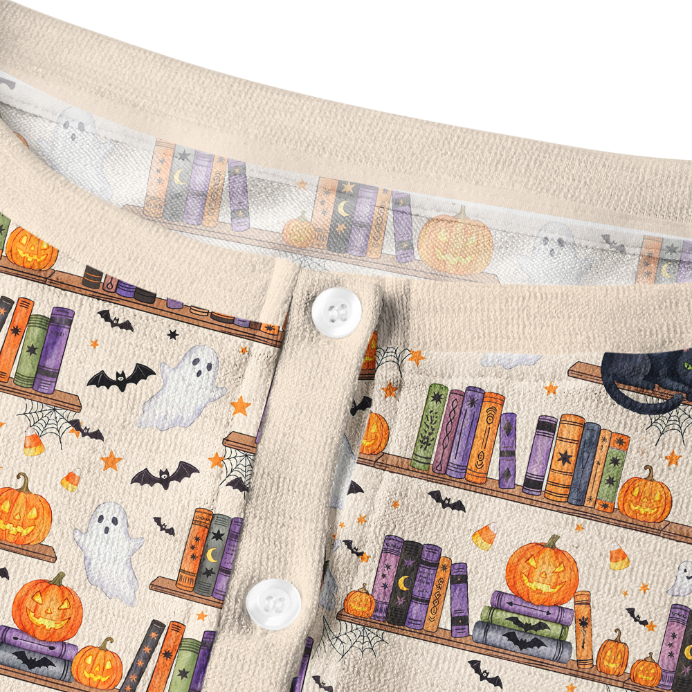 Pagewings Halloween Bookish Crew Neck Cardigan Sweaters