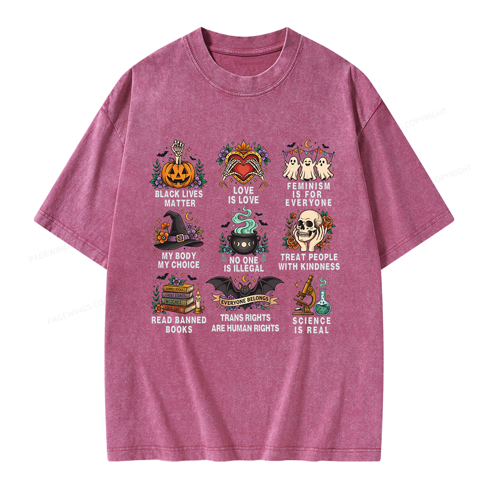 Pagewings Inclusive Halloween Unisex Washed T-shirt