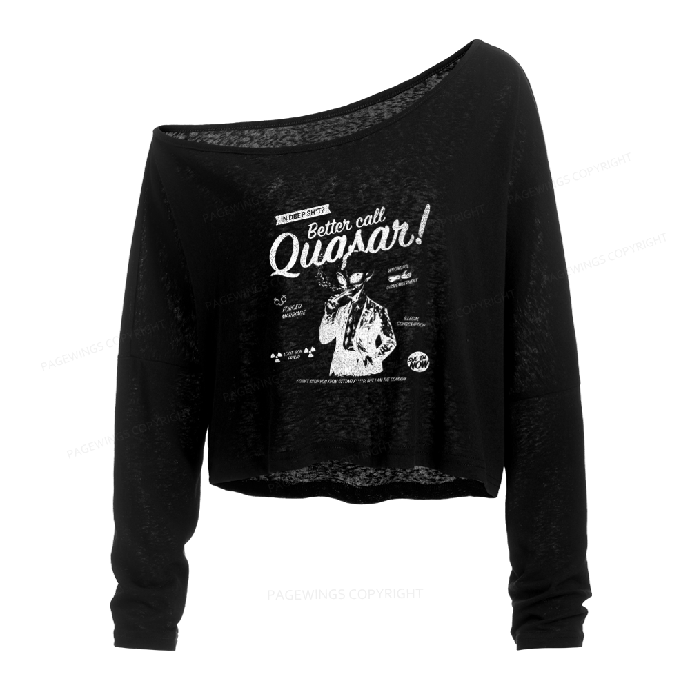 Pagewings Sci Fi Bookish Slouchy Long Sleeve Off Shoulder T-shirt