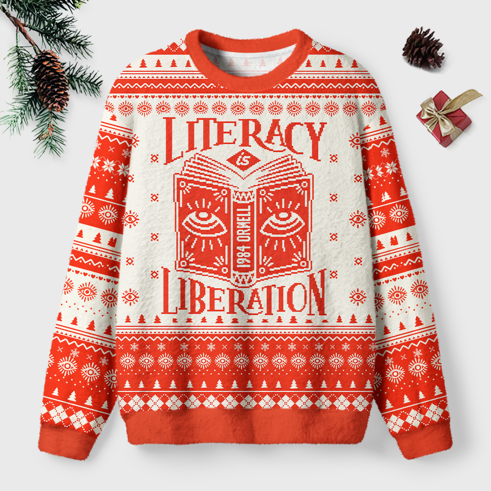 Pagewings Dystopian Book Lovers Unisex Ugly Light Knit Sweatshirt