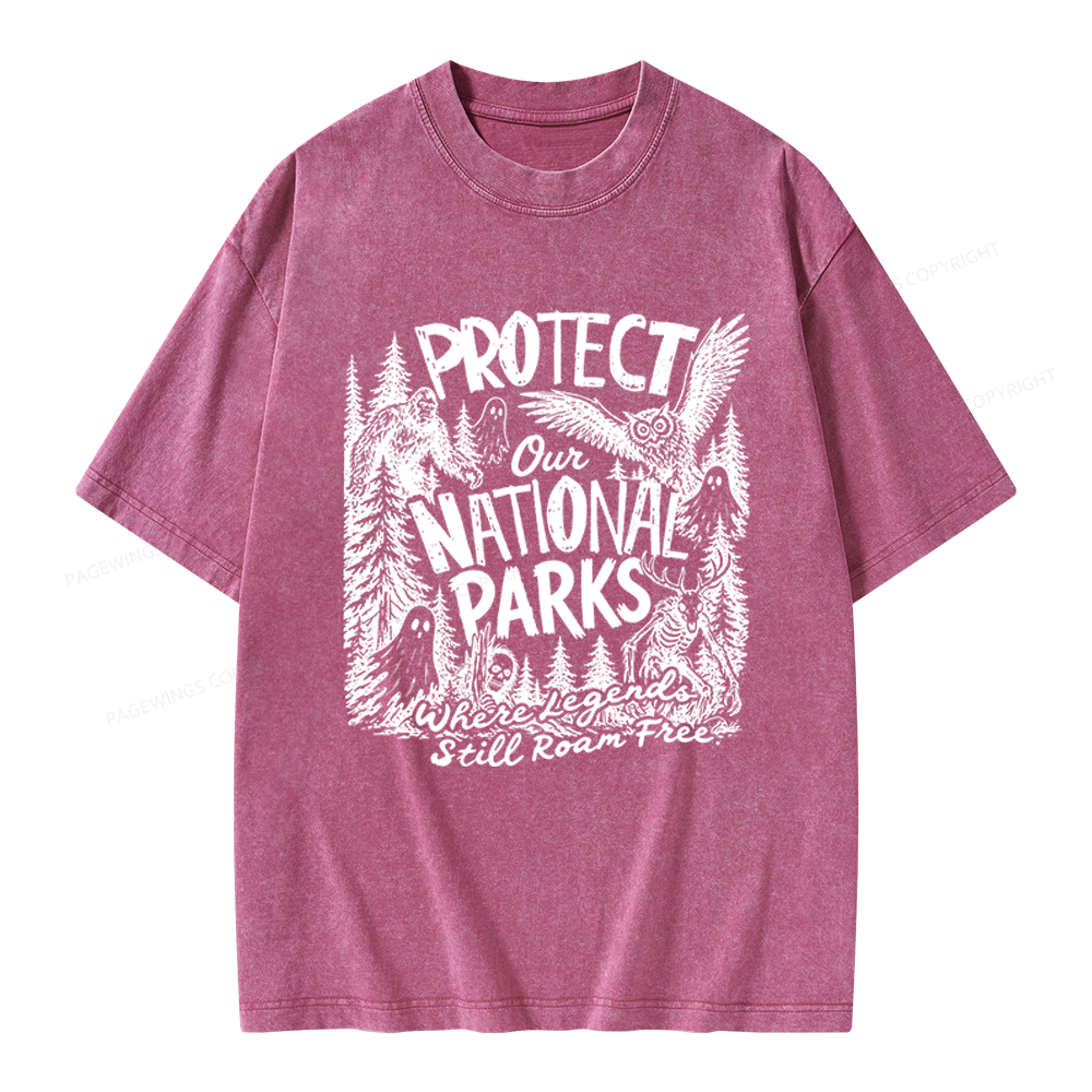 Pagewings Protect National Parks Unisex Washed T-shirt
