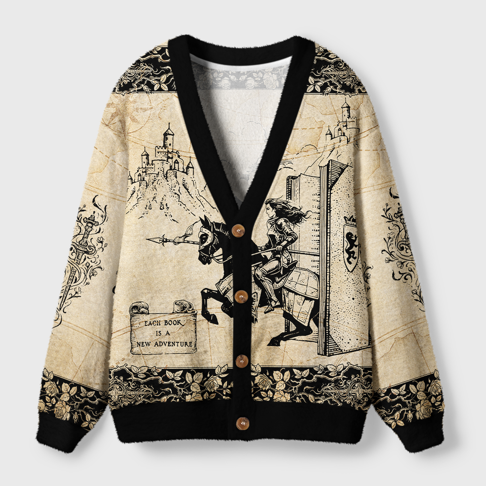 Pagewings Each Book Is A New Adventure Light Knit Unisex Cardigan Sweaters