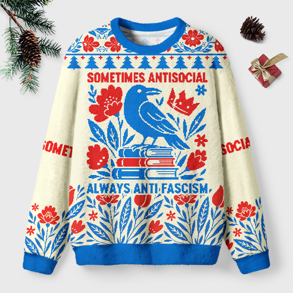 Pagewings Anti Fascism Unisex Ugly Light Knit Sweatshirt
