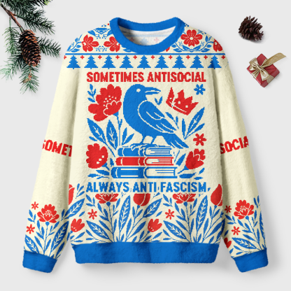Pagewings Anti Fascism Unisex Ugly Light Knit Sweatshirt