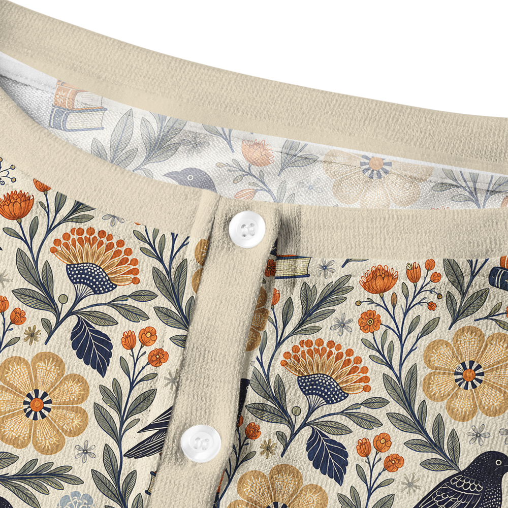 Pagewings Reading Crow Crew Neck Cardigan Sweaters