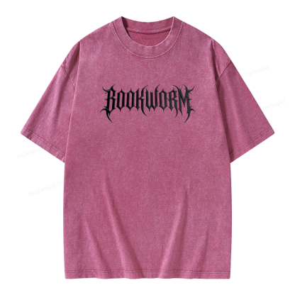 Pagewings Embroidered Bookworm Unisex Washed T-shirt