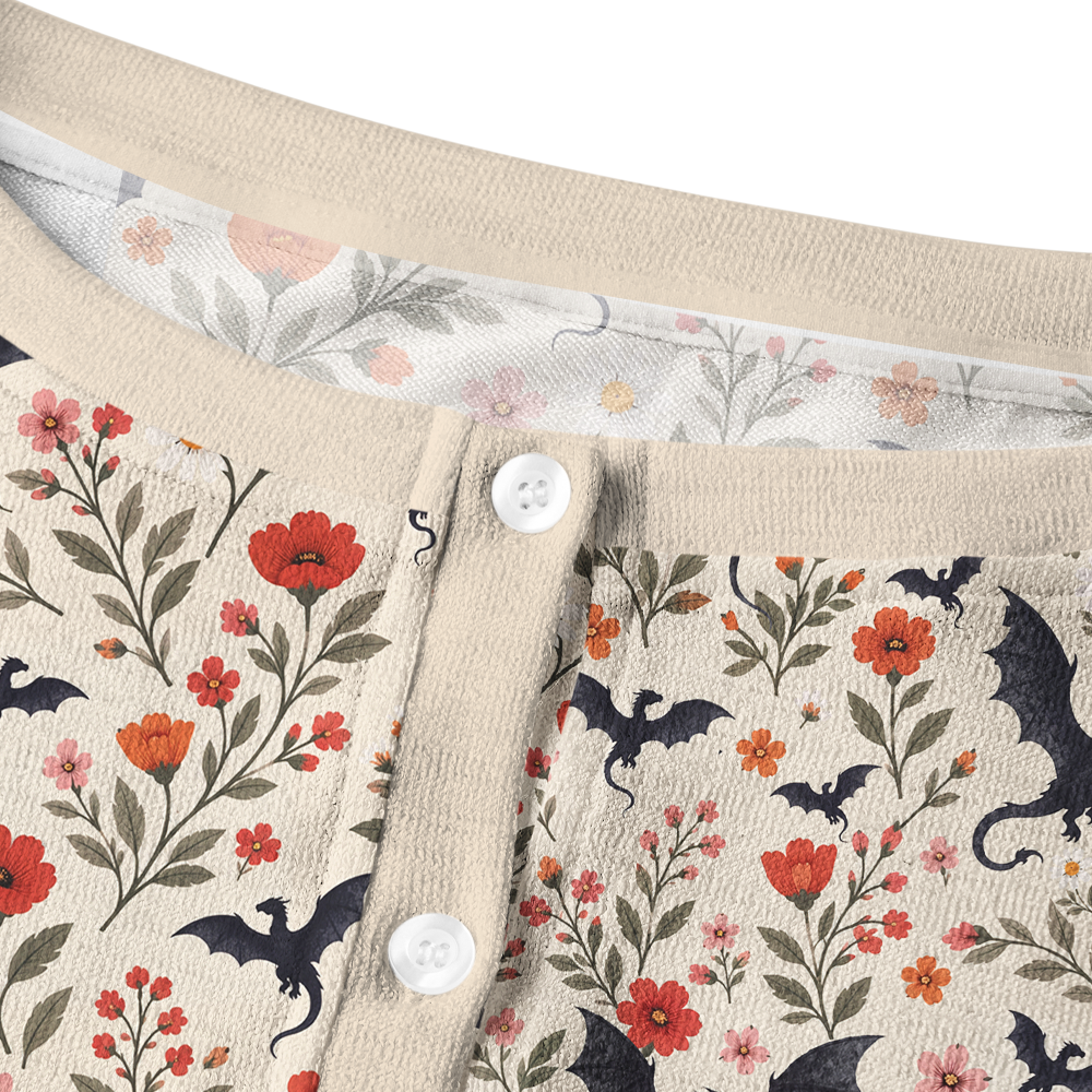 Pagewings Book Dragon Crew Neck Cardigan Sweaters