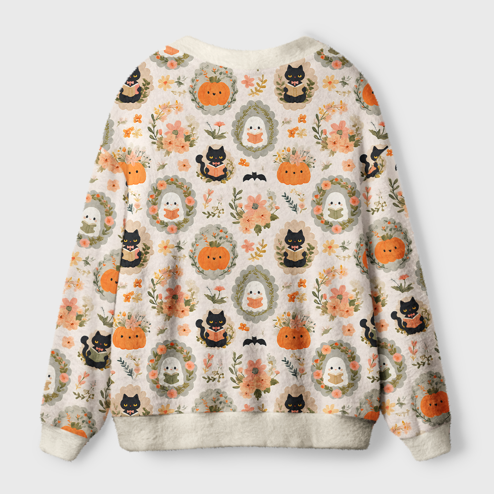 Pagewings Ghosts Love Reading Light Knit Unisex Cardigan Sweaters