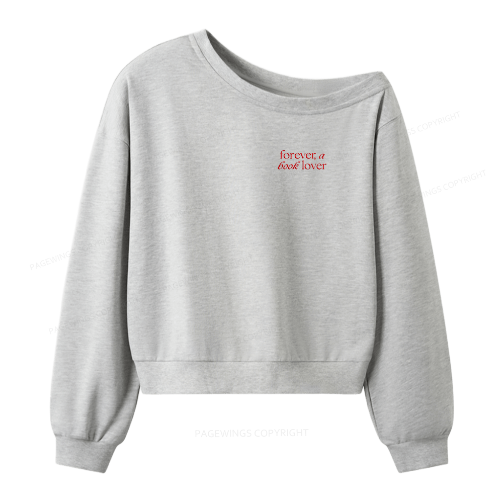 Pagewings Embroidery Forever A Book Lover Women Off Shoulder Sweatshirt