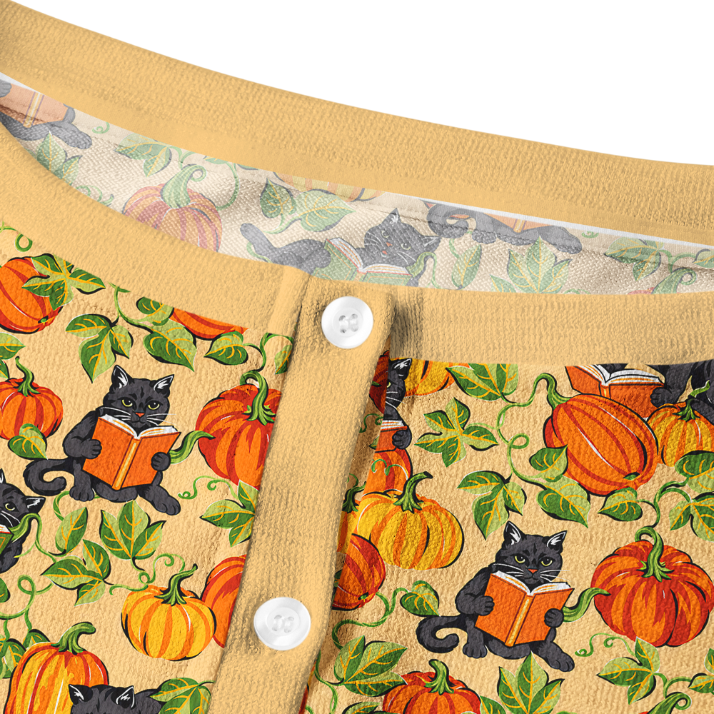 Pagewings Cat Book Lover Crew Neck Cardigan Sweaters