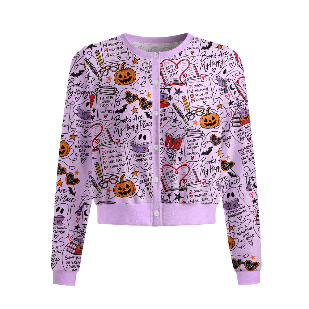 Pagewings Book Lover Crew Neck Cardigan Sweaters