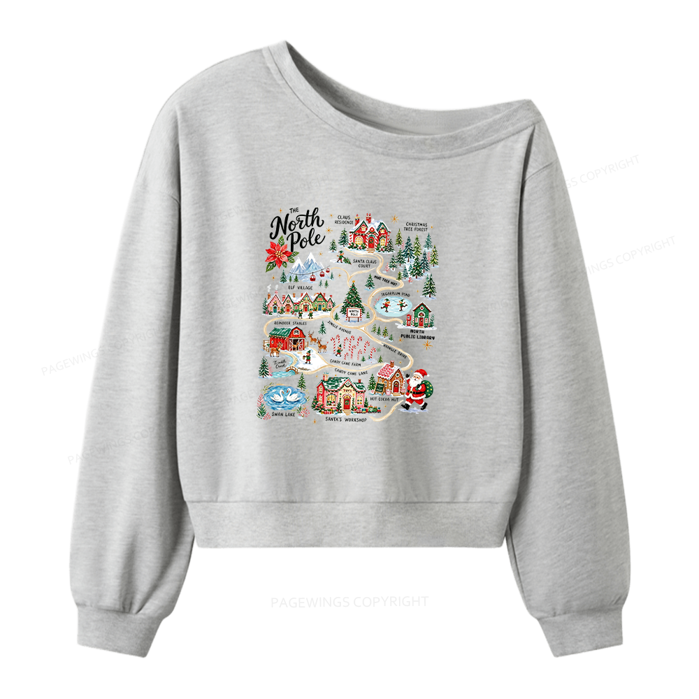 Pagewings Christmas North Pole Women Off Shoulder Sweatshirt