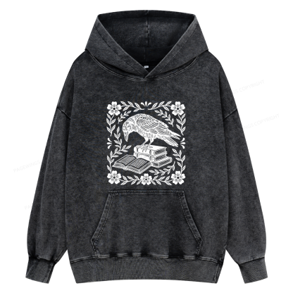 Pagewings Bookish Raven Unisex Washed Hoodie