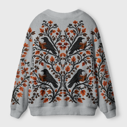 Pagewings Reading Crow Light Knit Unisex Cardigan Sweaters