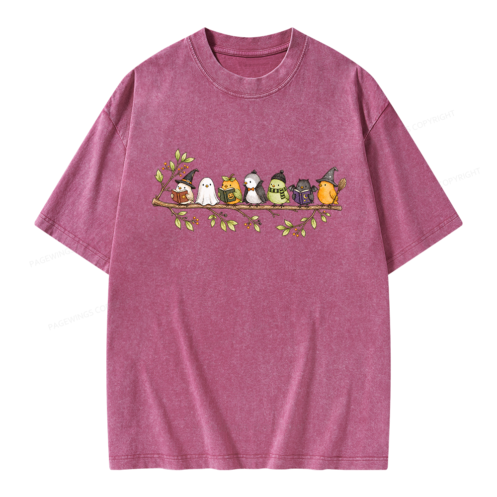 Pagewings Halloween Bird Unisex Washed T-shirt