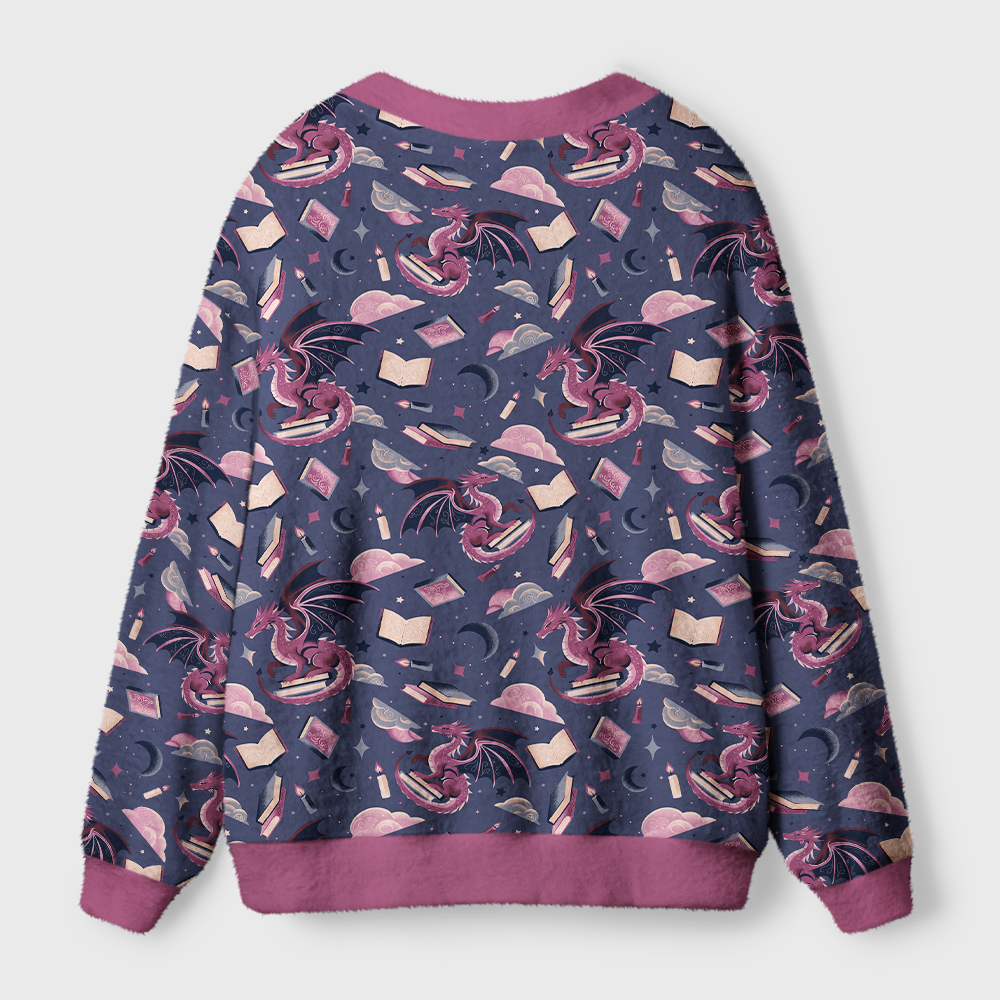 Pagewings Book Dragon Light Knit Unisex Cardigan Sweaters