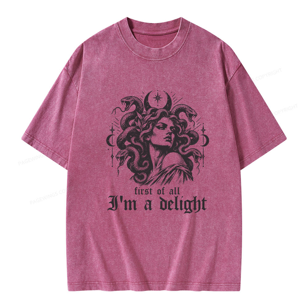Pagewings First of All I'm a Delight Unisex Washed T-shirt