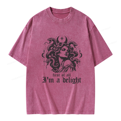 Pagewings First of All I'm a Delight Unisex Washed T-shirt
