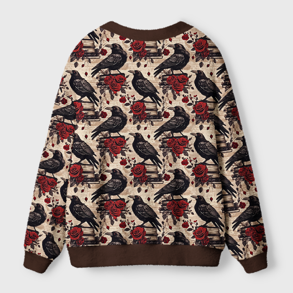 Pagewings Reading Crow Light Knit Unisex Cardigan Sweaters