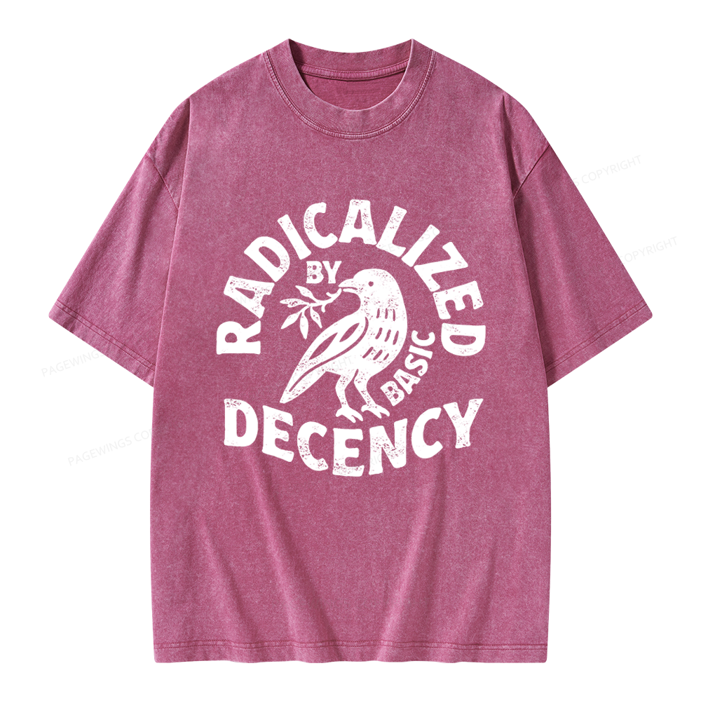 Pagewings Radicalized By Basic Decency Unisex Washed T-shirt