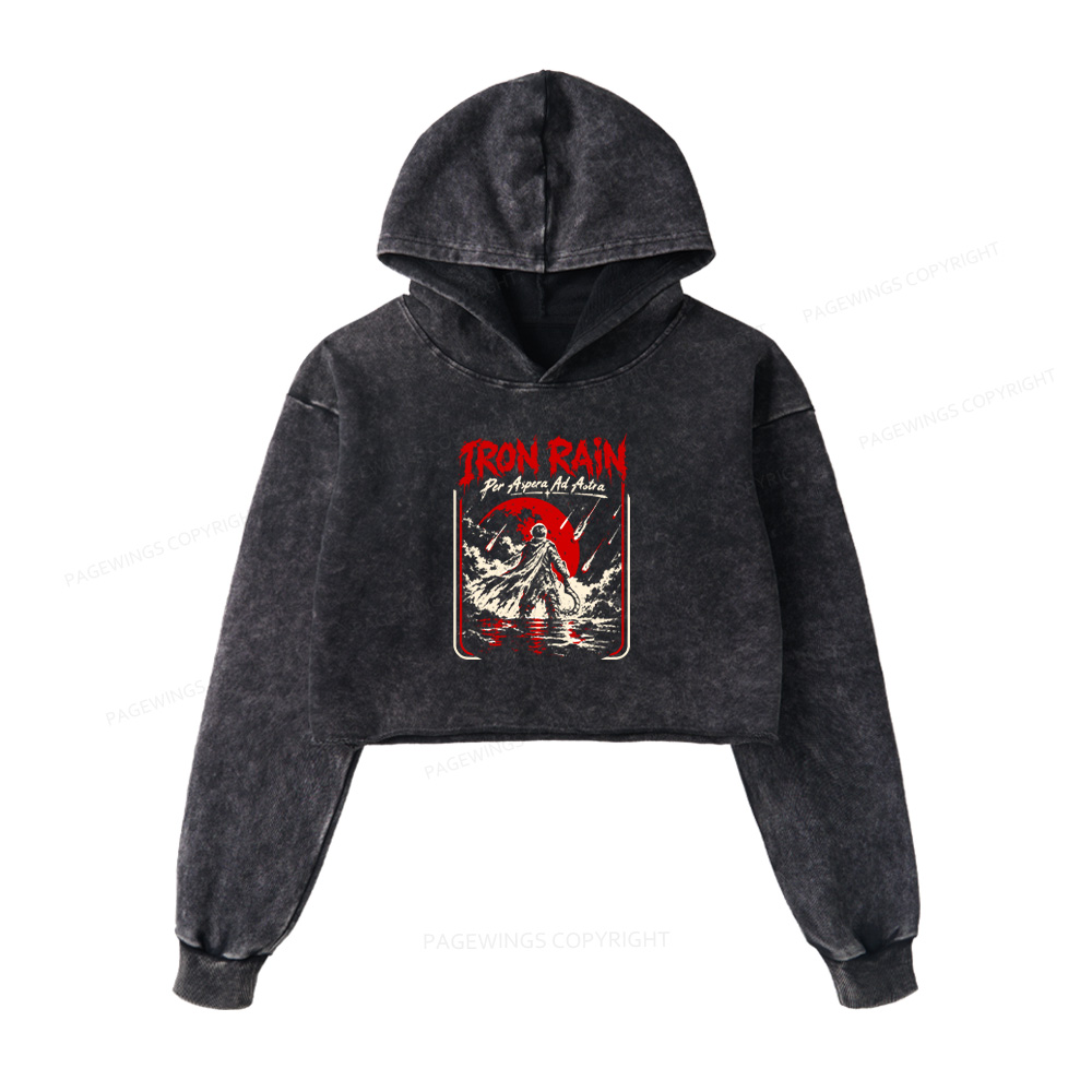 Pagewings Sci Fi Book Lover Washed Crop Hoodie