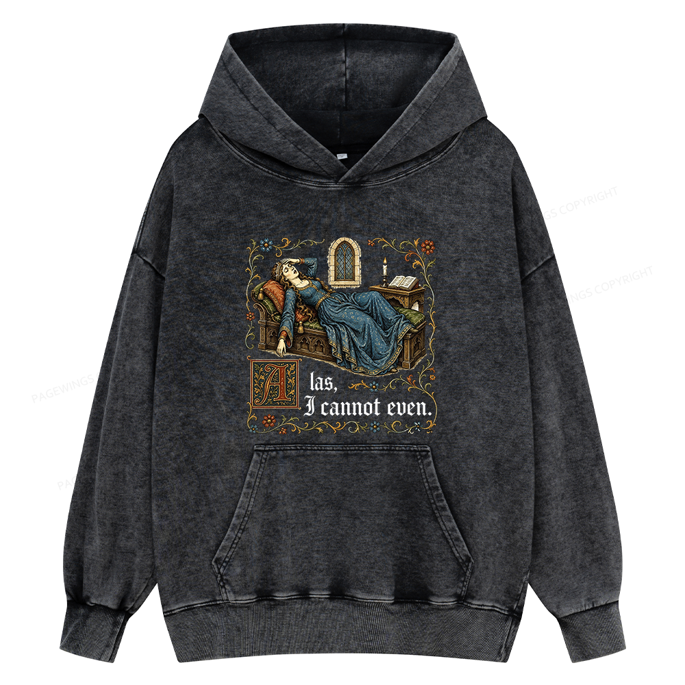 Pagewings Medieval Book Lover Unisex Washed Hoodie