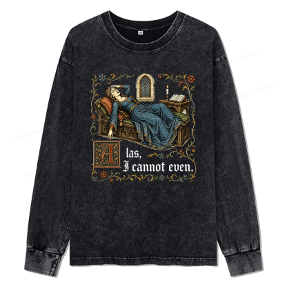 Pagewings Medieval Book Lover Unisex Washed Long Sleeve T-shirt