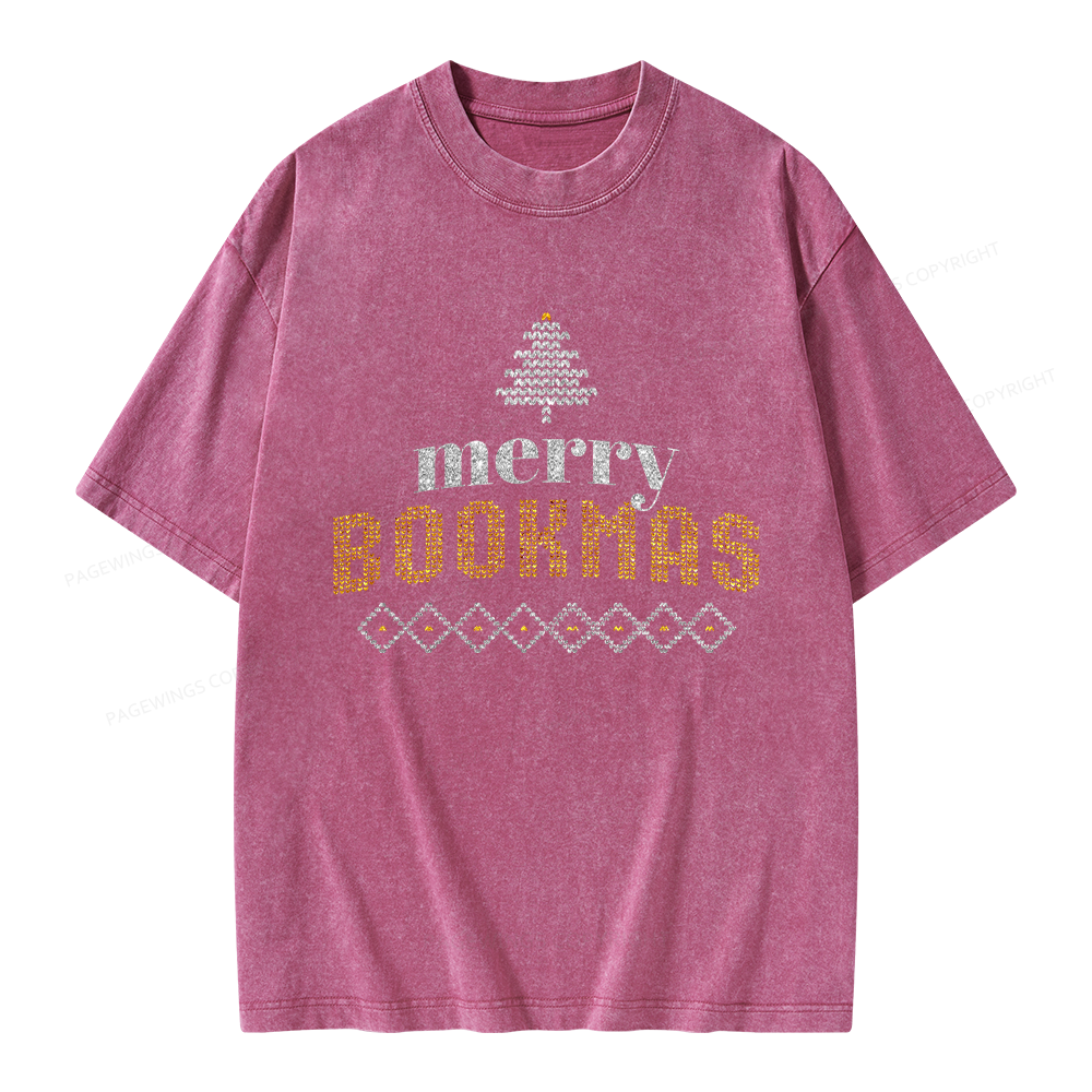 Pagewings Merry Bookmas Unisex Washed T-shirt
