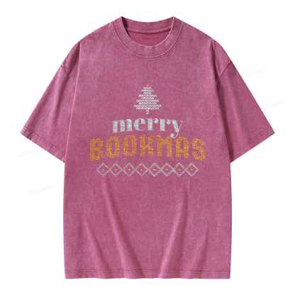 Pagewings Merry Bookmas Unisex Washed T-shirt