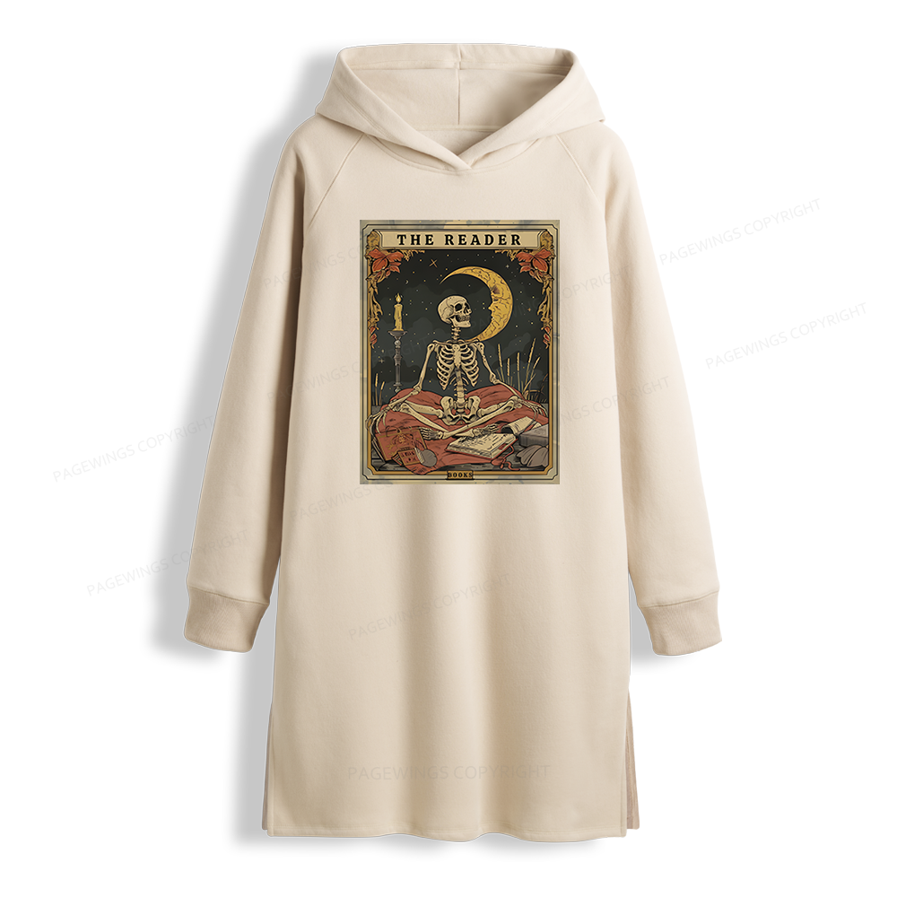 Pagewings The Reader Tarot Card Side-Slit Fleece Hoodie Dress