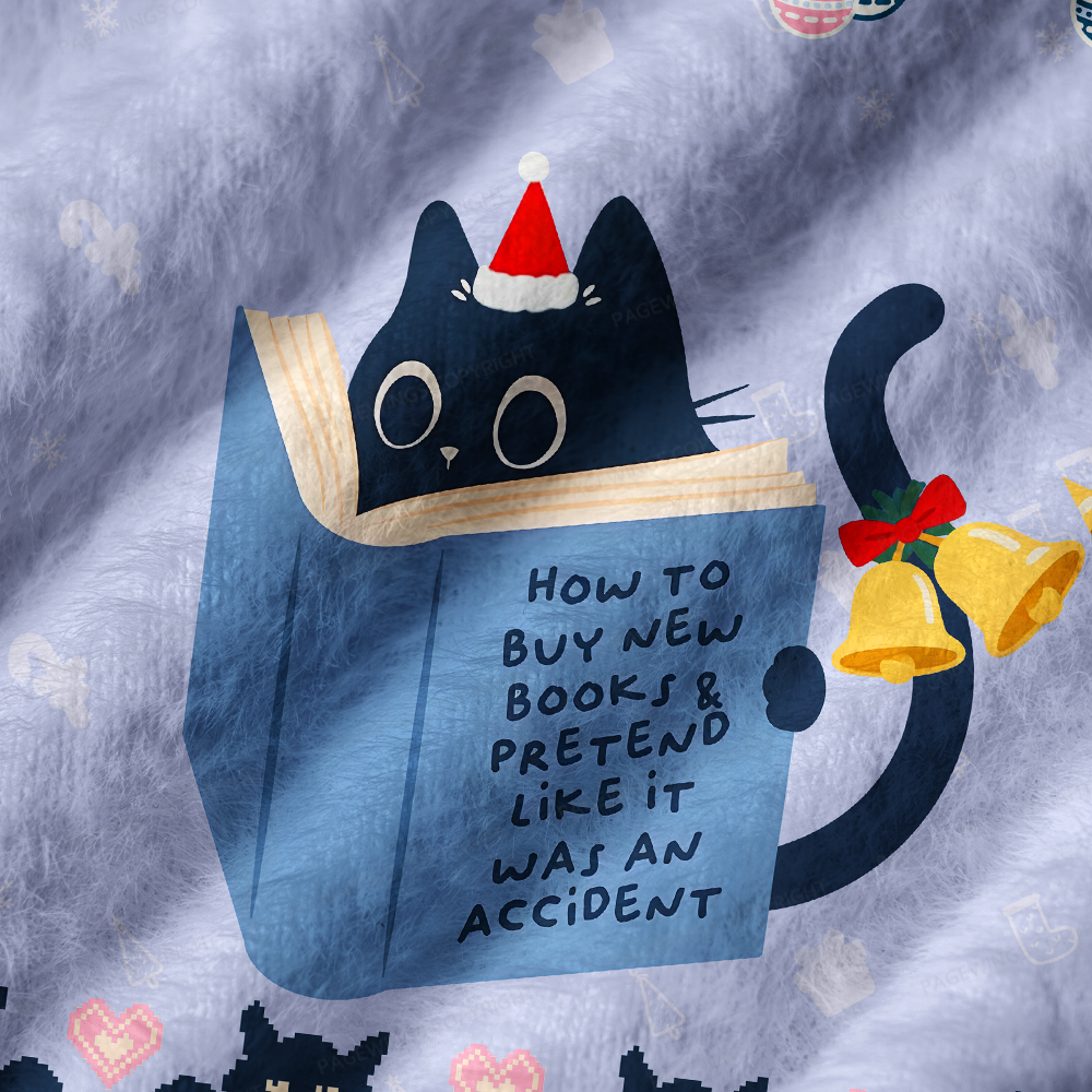 Pagewings Reading Cat Women's V-Neck Ugly Knit Vest