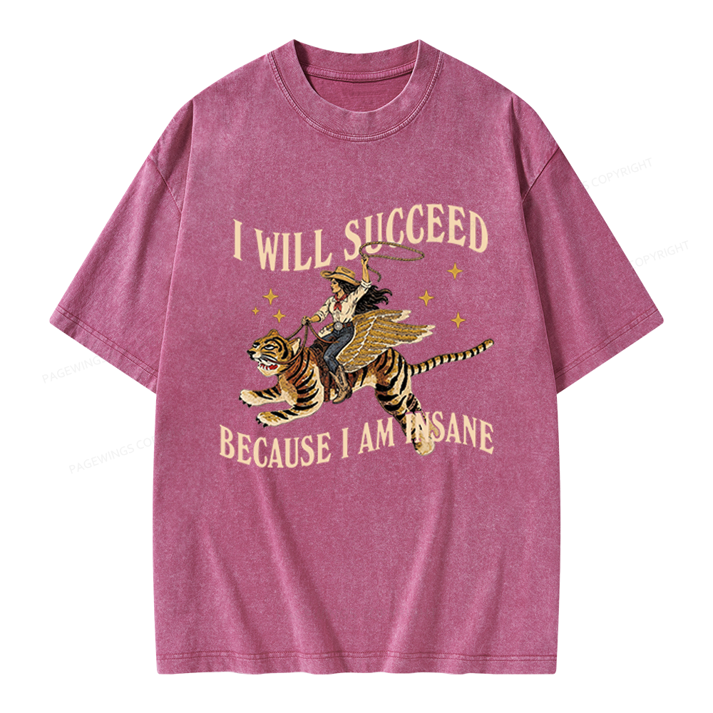 Pagewings I Will Succeed Unisex Washed T-shirt